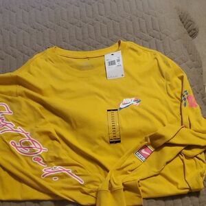 Nike Yellow Long Sleeve Tee with Logo